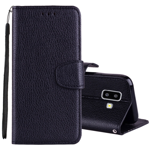 

Litchi Texture Horizontal Flip Leather Case for Galaxy J6+, with Holder & Card Slots & Wallet & Lanyard (Black)