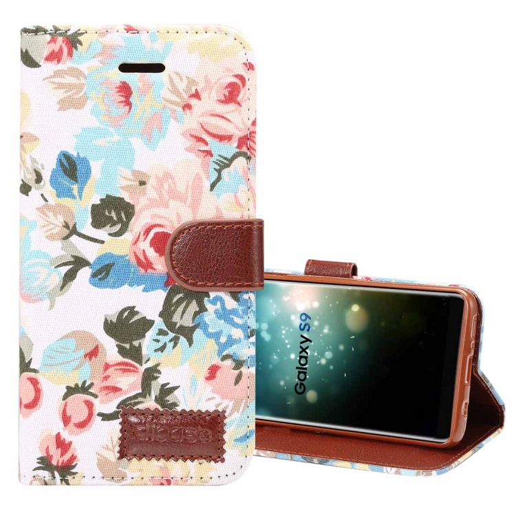 

Dibase for Galaxy S9 Cloth Flower Pattern TPU + PU Horizontal Flip Leather Case with Holder & Card Slots(White)