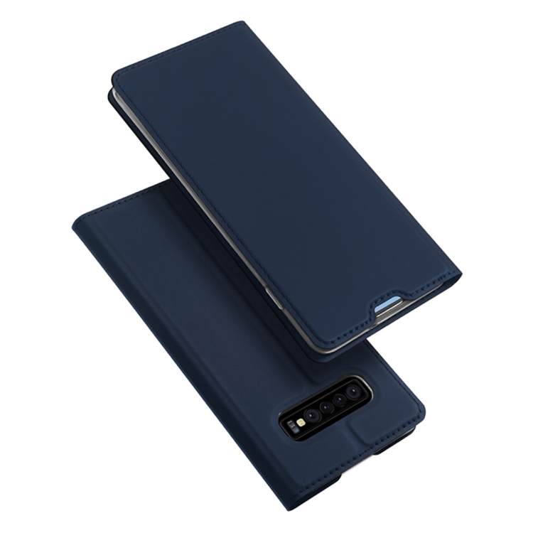 

DUX DUCIS PU + TPU Horizontal Flip Leather Case for Galaxy S10+, with Holder & Card Slots(Blue)
