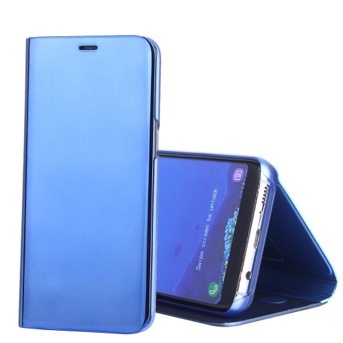 

For Galaxy S8 PU Electroplating Mirror Horizontal Flip Leather Case with Holder(Blue)