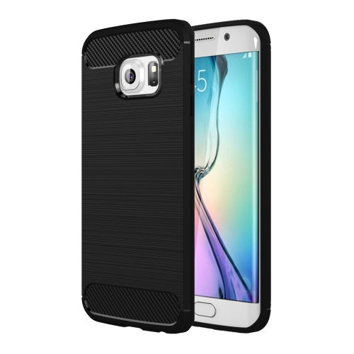 

For Galaxy S6 Edge / G925 Brushed Texture Fiber TPU Rugged Armor Protective Case(Black)