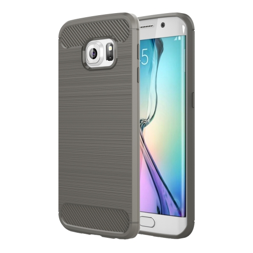 

For Galaxy S6 Edge / G925 Brushed Texture Fiber TPU Rugged Armor Protective Case(Grey)