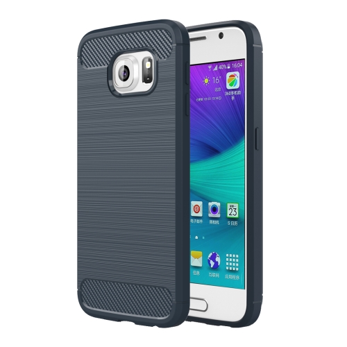 

For Galaxy S6 / G920 Brushed Texture Fiber TPU Rugged Armor Protective Case(Dark Blue)