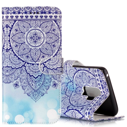 

For Galaxy S9+ Gloss Oil Embossed Blue Totem Flower Pattern Horizontal Flip Leather Case with Holder & Card Slots & Wallet