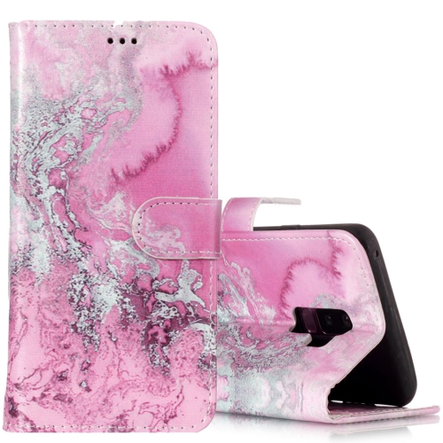 

For Galaxy S9+ Pink Seawater Pattern Horizontal Flip Leather Case with Holder & Card Slots & Wallet