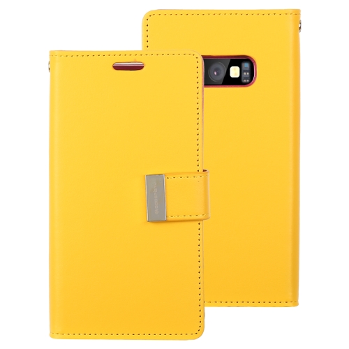 

GOOSPERY RICH DIARY for Galaxy S10e PU + TPU Crazy Horse Texture Horizontal Flip Leather Case with Card Slots & Wallet(Yellow)