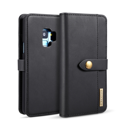 

DG.MING Lambskin Detachable Horizontal Flip Magnetic Case for Galaxy S9, with Holder & Card Slots & Wallet (Black)