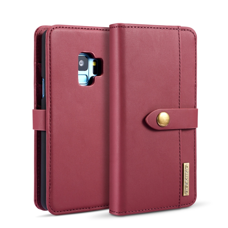 

DG.MING Lambskin Detachable Horizontal Flip Magnetic Case for Galaxy S9, with Holder & Card Slots & Wallet (Red)