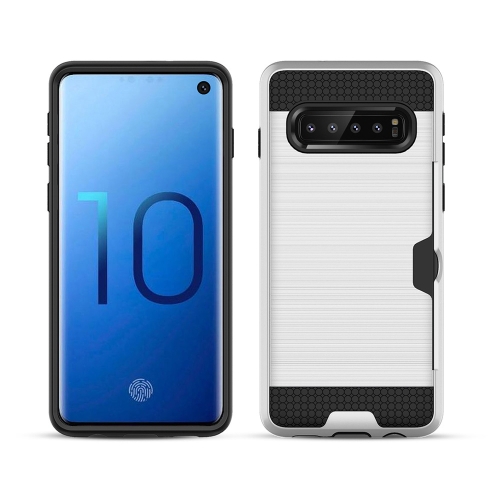 

Brushed Texture PC + TPU Protective Case for Galaxy S10, with Card Slot (White)