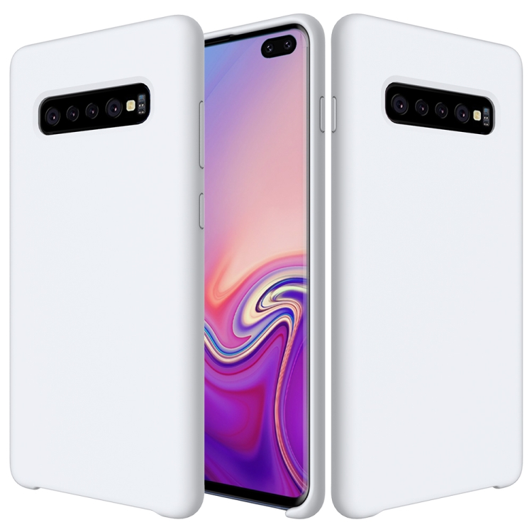 

Shockproof Solid Color Liquid Silicone Case for Galaxy S10+ (White)