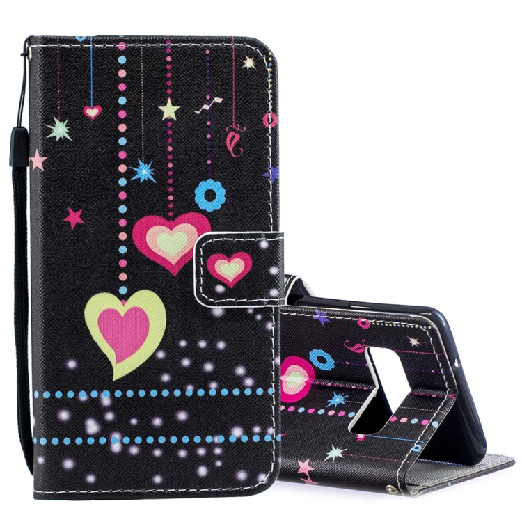 

Colored Heart Pattern Horizontal Flip Leather Case for Galaxy S10+, with Holder & Card Slots & Wallet