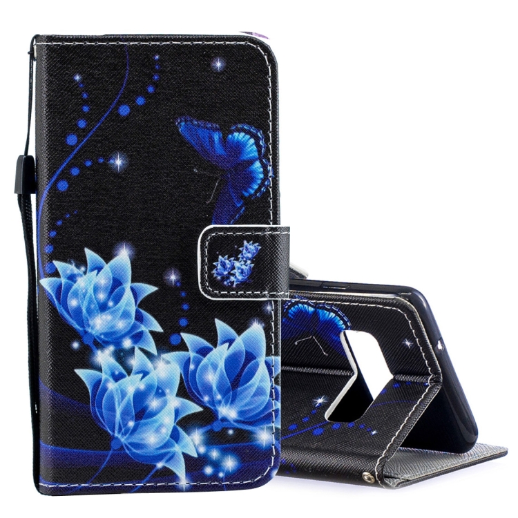 

Blue Flower Pattern Horizontal Flip Leather Case for Galaxy S10e, with Holder & Card Slots & Wallet