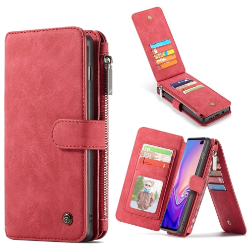 

CaseMe Crazy Horse Texture Detachable Multifunctional Horizontal Flip Leather Case for Galaxy S10+, with Card Slot & Holder & Zipper Wallet & Photo Frame (Red)