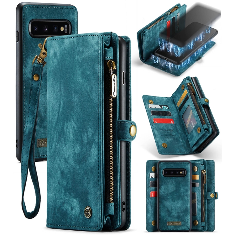 

CaseMe Detachable Multifunctional Horizontal Flip Leather Case for Galaxy S10, with Card Slot & Holder & Zipper Wallet & Photo Frame (Blue)