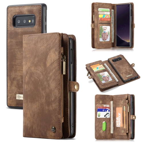 

CaseMe Detachable Multifunctional Horizontal Flip Leather Case for Galaxy S10e, with Card Slot & Holder & Zipper Wallet & Photo Frame(Brown)