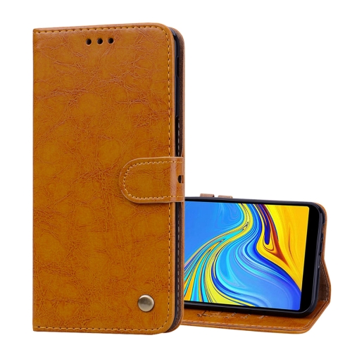 

Business Style Oil Wax Texture Horizontal Flip Leather Case for Galaxy J6+, with Holder & Card Slots & Wallet (Brown)