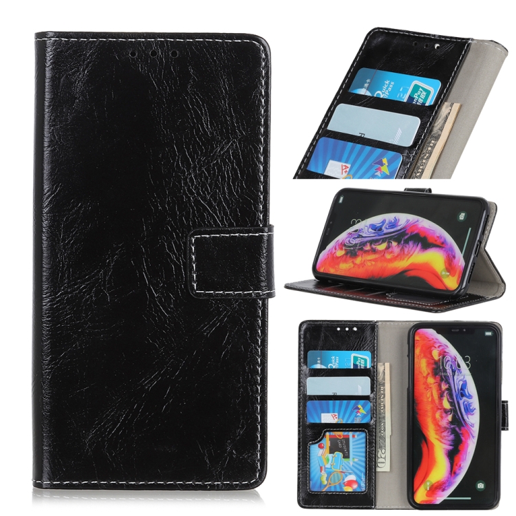 

Retro Crazy Horse Texture Horizontal Flip Leather Case for Galaxy M10, with Holder & Card Slots & Photo Frame & Wallet (Black)