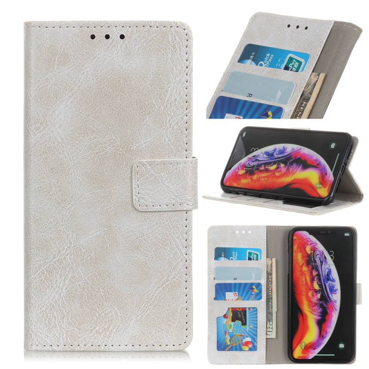 

Retro Crazy Horse Texture Horizontal Flip Leather Case for Galaxy M10, with Holder & Card Slots & Photo Frame & Wallet (White)