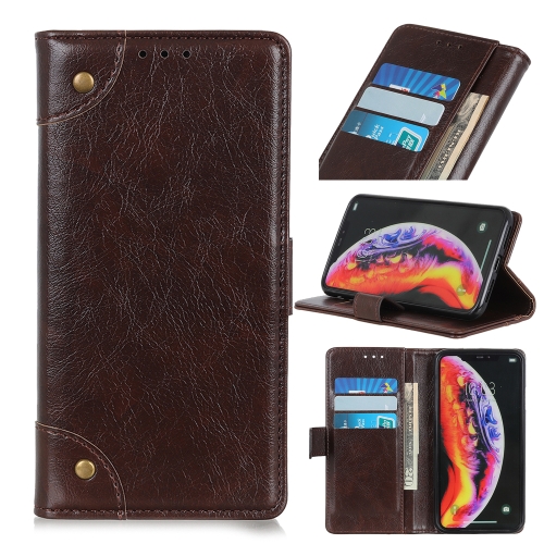 

Copper Buckle Nappa Texture Horizontal Flip Leather Case for Galaxy M20, with Holder & Card Slots & Wallet (Coffee)