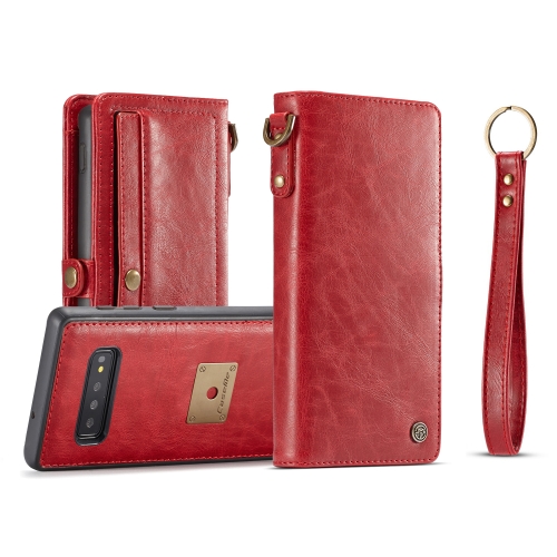 

CaseMe Crazy Horse Texture Magnetic Absorption Detachable Horizontal Flip Leather Protective Case for Galaxy S10, with Lanyard & Card Slots & Wallet(Red)