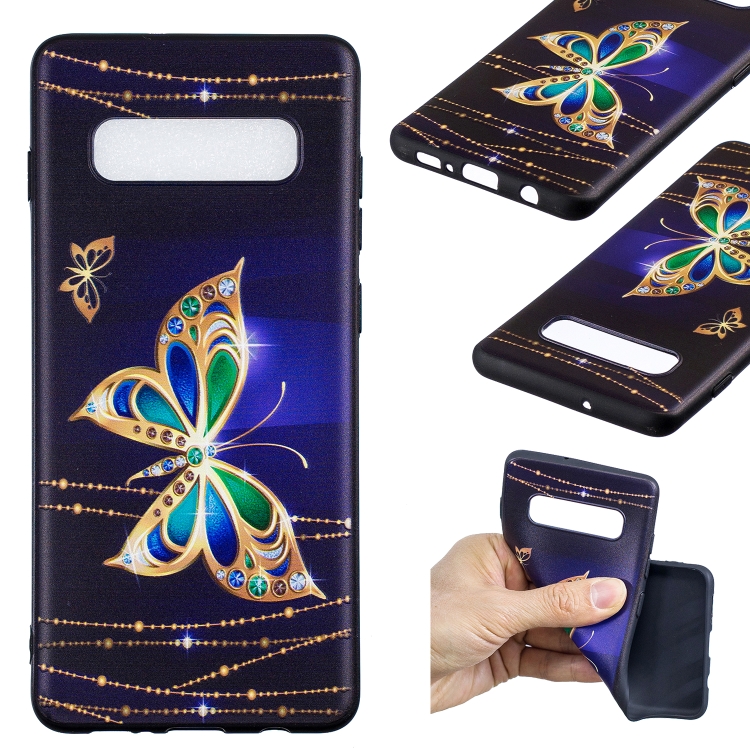 

Embossed Painted Pattern TPU Protective Back Case For Galaxy S10+ (Large Butterfly)