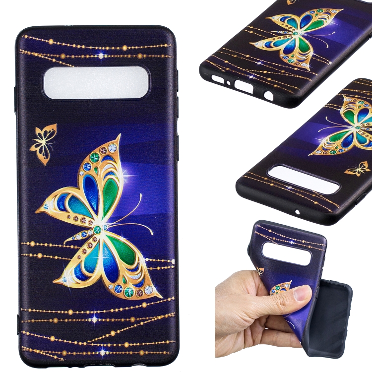 

Embossed Painted Pattern TPU Protective Back Case For Galaxy S10 (Large Butterfly)