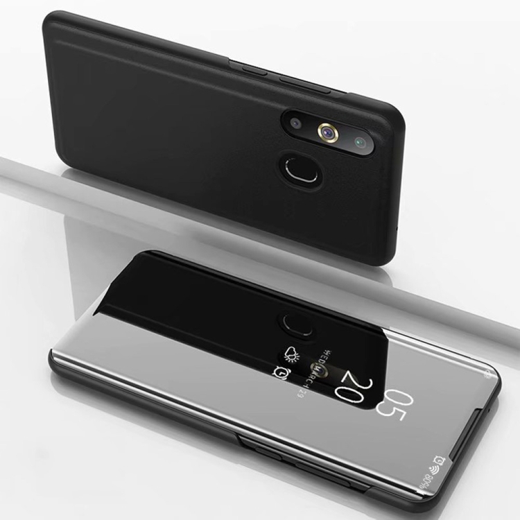 

Electroplating Mirror Horizontal Flip Leather Case for Galaxy A8s, with Holder(Black)