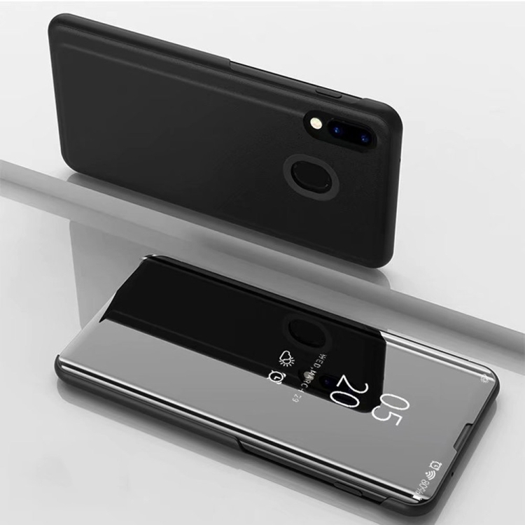 

Electroplating Mirror Horizontal Flip Leather Case for Galaxy M20, with Holder (Black)