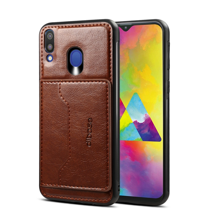 

Dibase Crazy Horse Texture PU Leather Case for Galaxy M20, with Holder & Card Slot (Coffee)