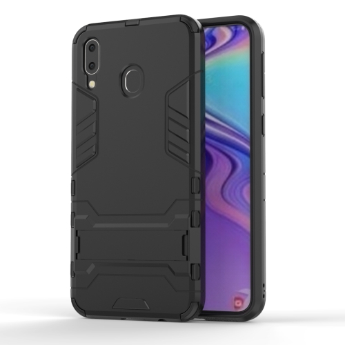 

Shockproof PC + TPU Case for Galaxy M20, with Holder(Black)