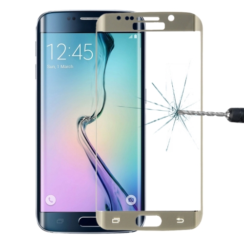 

For Galaxy S6 Edge+ / G928 0.3mm 9H Surface Hardness 3D Explosion-proof Colorized Electroplating Tempered Glass Full Screen Film(Gold)