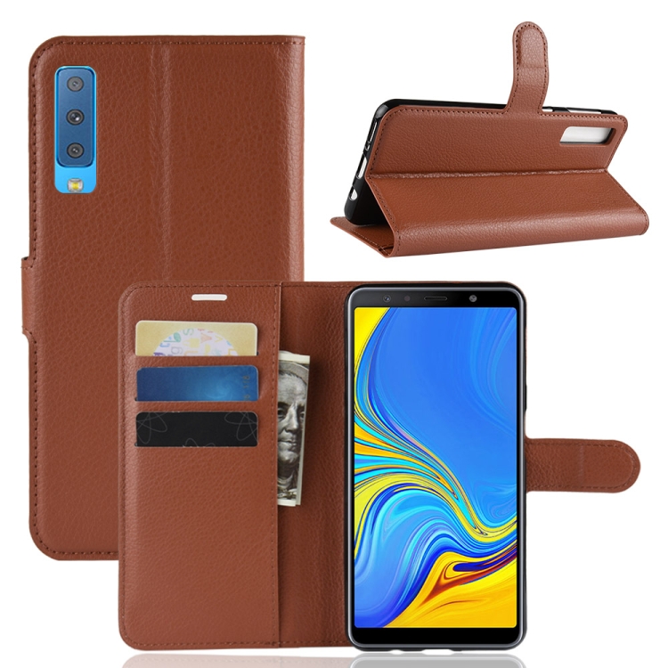 

For Galaxy A7 (2018) / A750 Litchi Texture Horizontal Flip Leather Case with Holder & Card Slots & Wallet(Brown)