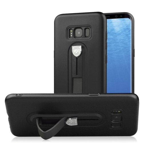 

For Galaxy S8+ Ultra-thin Frosted Soft TPU + PC Protective Back Case with Holder (Black)