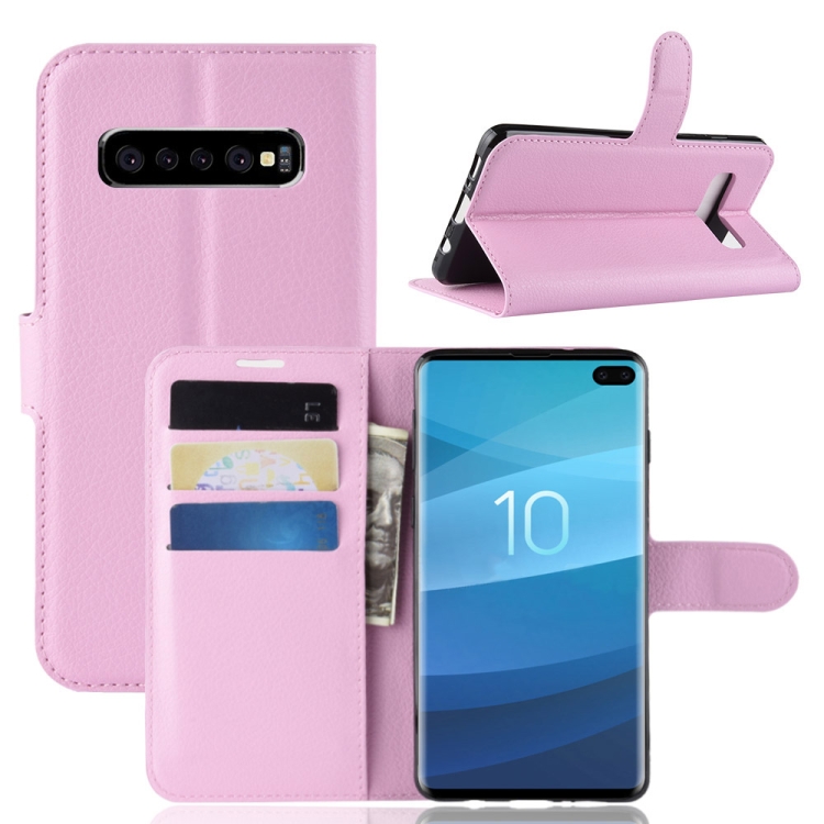 

Litchi Texture Horizontal Flip Leather Case for Galaxy S10 , with Wallet & Holder & Card Slots(Pink)