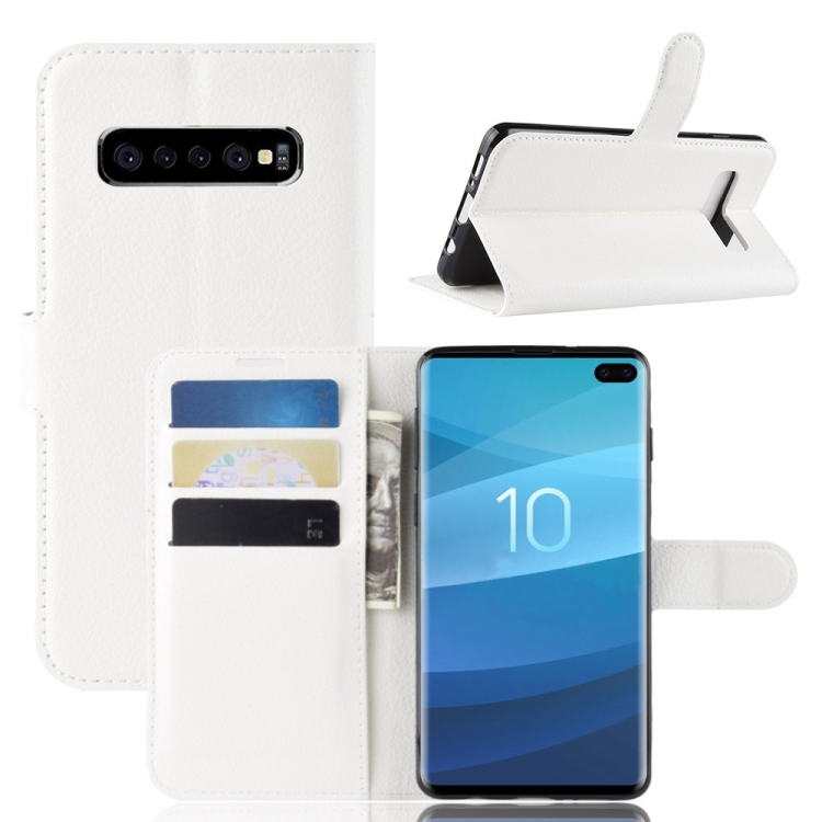 

Litchi Texture Horizontal Flip Leather Case for Galaxy S10 , with Wallet & Holder & Card Slots(White)
