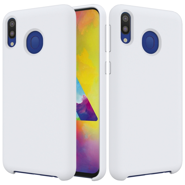 

Solid Color Liquid Silicone Shockproof Full Coverage Case for Galaxy M20(White)