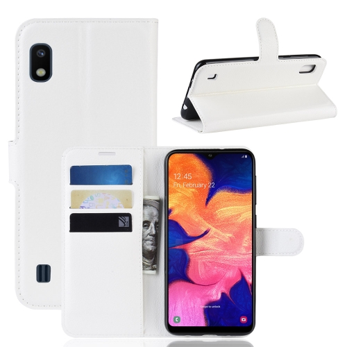 

Litchi Texture Horizontal Flip Leather Case for Galaxy A10, with Wallet & Holder & Card Slots (White)