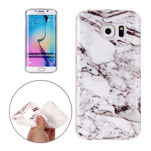 

For Galaxy S6 Edge / G925 White Marbling Pattern Soft TPU Protective Back Cover Case