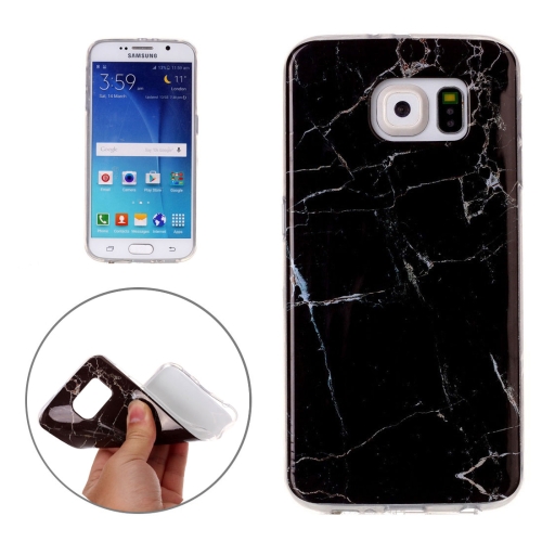 

For Galaxy S6 / G920 Black Marbling Pattern Soft TPU Protective Back Cover Case