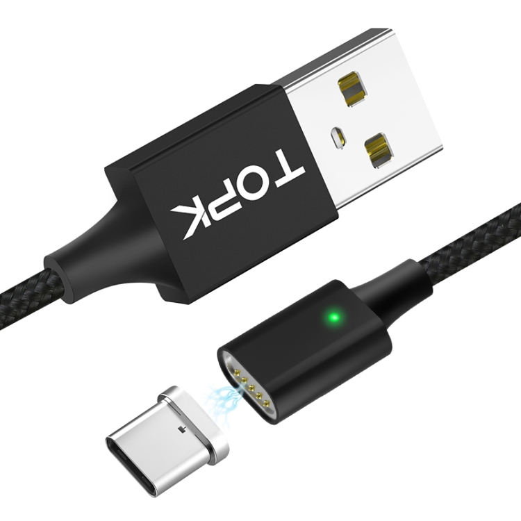 

TOPK 2m USB to USB-C / Type-C Magnetic Braided Fast Charging Sync Data Cable(Black)