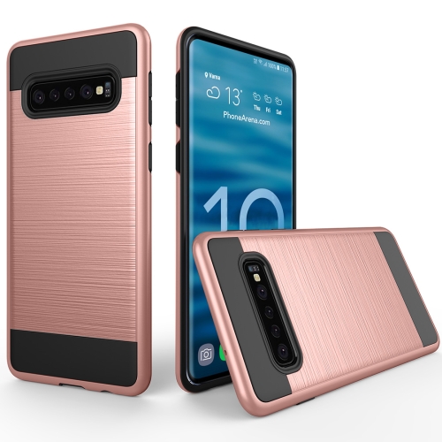 

Brushed Texture PC + TPU Protective Case for Galaxy S10+ (Rose Gold)