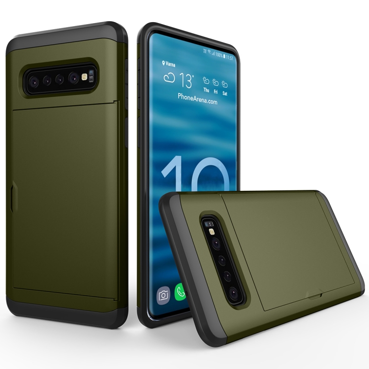 

Shockproof Rugged Armor Protective Case for Galaxy S10+, with Card Slot (Army Green)