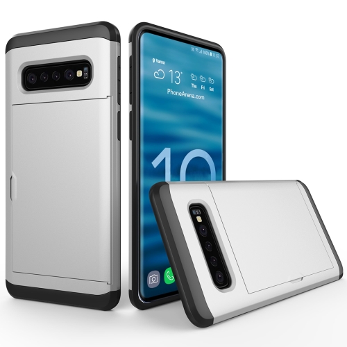 

Shockproof Rugged Armor Protective Case for Galaxy S10, with Card Slot (Silver)