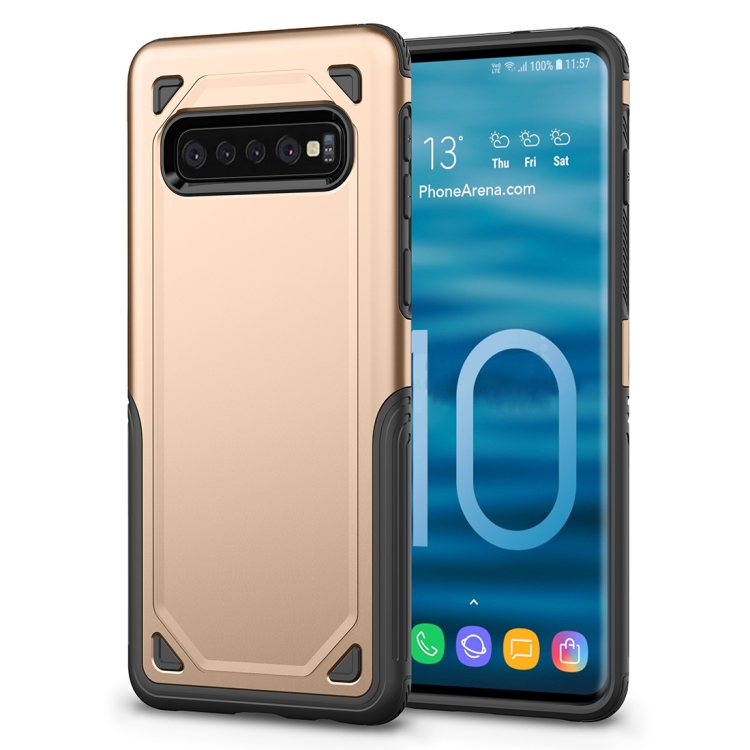 

Shockproof Rugged Armor Protective Case for Galaxy S10 (Gold)