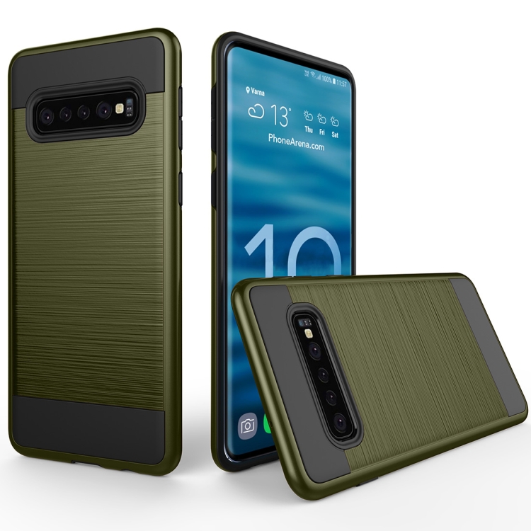 

Brushed Texture PC + TPU Protective Case for Galaxy S10 (Army Green)