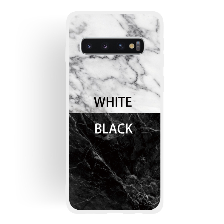 

Black and White Text Matte Semi-transparent TPU Marble Mobile Phone Case for Galaxy S10+