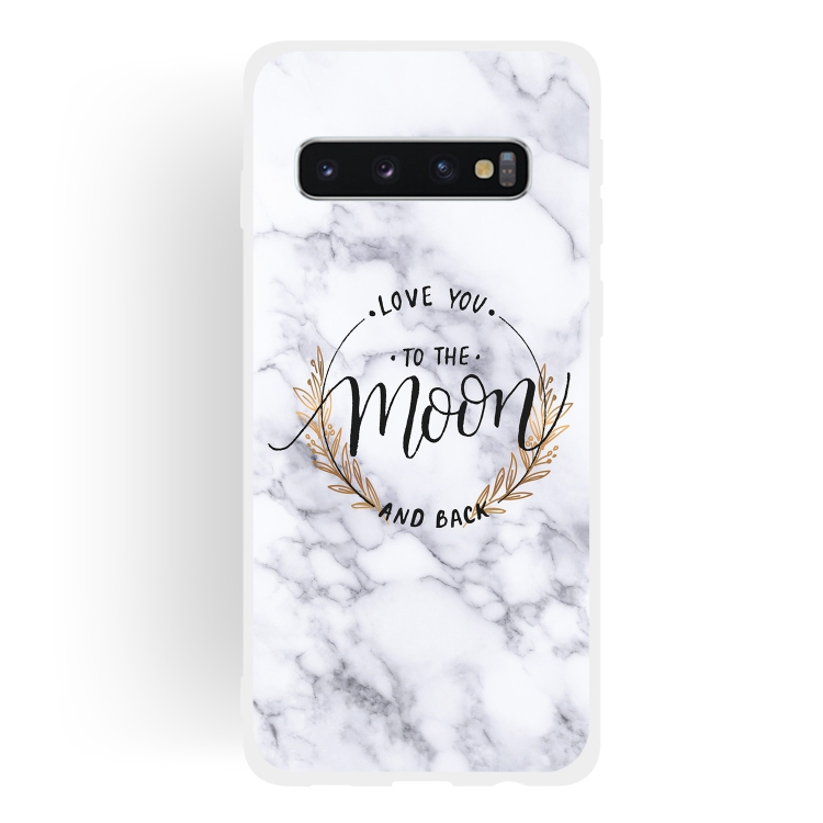 

Moon Text Semi-transparent TPU Marble Phone Case for Galaxy S10+