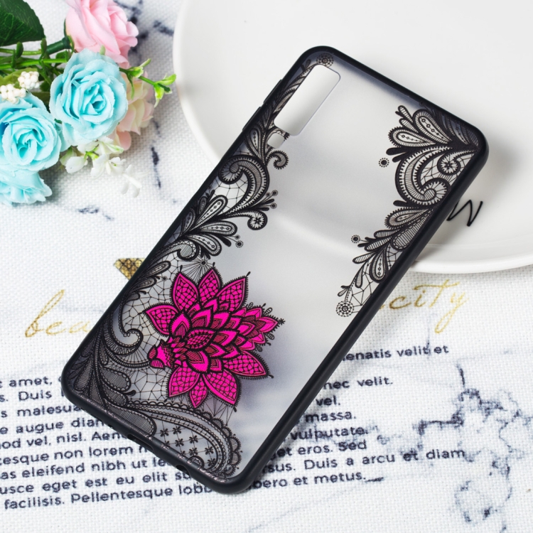 

Small Lotus Pattern Embossed Lace + PC Case for Galaxy A7 (2018)
