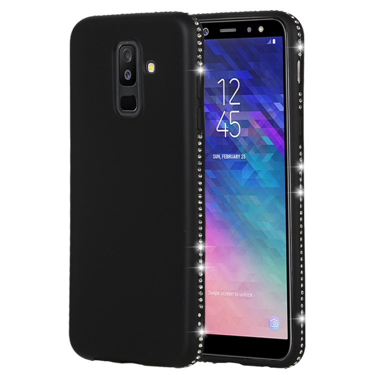 

Crystal Decor Sides Smooth Surface Soft TPU Protective Back Case for Galaxy A6+ (2018)(Black)