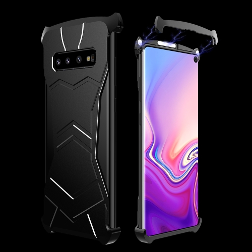 

R-JUST Magnet Adsorption Metal Polished Texture Phone Case for Galaxy S10 (Black)